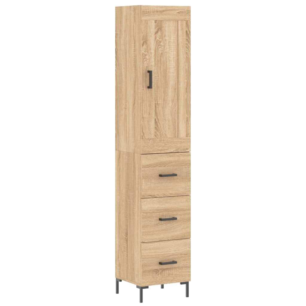 Meuble haut élégant avec espace de rangement, meuble haut moderne avec porte pratique, avec pieds en métal et support mural, stable pour le salon, décor chêne Sonoma en bois