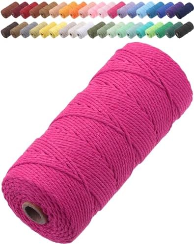 GOHOF Macrame Cord 3mm x 150m Premium Cotton Macrame Rope, 4 Strand Twisted Soft Cotton Cord, One of The Most Perfect Materials for Macrame Art, Cotton String Without Chemicals (Light Green)