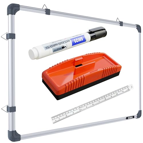 Image of GOSHU Non Magnetic 3 feet x4 feet Double Sided White Board and Chalk Board Both Side Writing Boards Includes Non-Magnetic Duster, One Black Ink Marker and 30cm Scale (3 feet x4 feet, Pack of 4 Items)