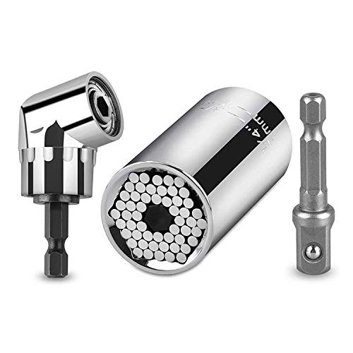 Universal Socket Wrench (7-19mm),Multi-Function Grip,Ratchet Tool Set,3Pcs 1/4