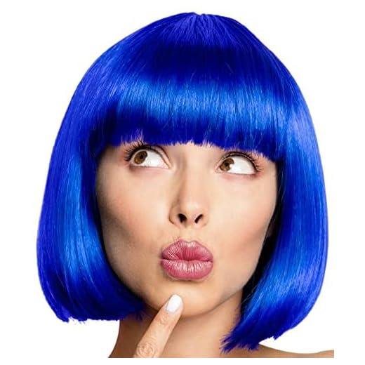Balinco – Bob Perücke für Damen & Herren Blau – Kurzhaarperücke Pagenkopf, Cabaret & Charleston für Karneval, Fasching & Motto Party – Einheitsgröße Unisex aus Polyester - Inkl. Haarnetz