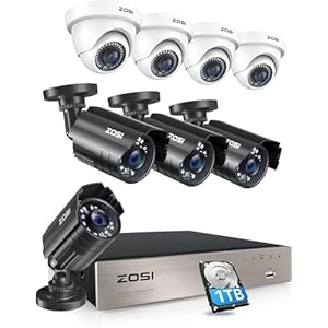 ZOSI 3K Lite Security Camera System with AI Human Vehicle Detection,H.265+ 8CH HD TVI Video DVR Recorder with 8X HD 1920TVL 1080P Indoor Outdoor Weatherproof CCTV Cameras,Remote Access,1TB Hard Drive