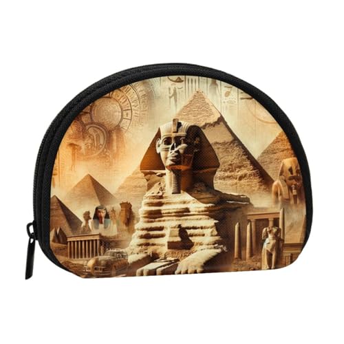 Portable Coin Purse Ancient-Egyptian-Mystery-Hieroglyphics Mini Zippered Money Pouch Card Holder