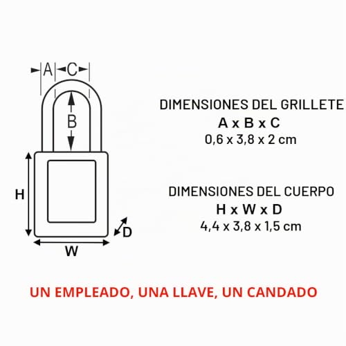 Miniatura 6 de Candado De Consignación De 38 Mm De Ancho De Termoplástico Zenex Con Arco De 38 Mm De Alto - Rojo