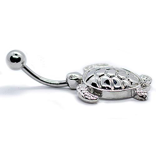 Pierce2Go Sea Turtle Belly Button Ring - 14G Surgical Steel Turtle Belly Button Ring - Belly Button Rings Piercing For Women – 7/16” #TOP5