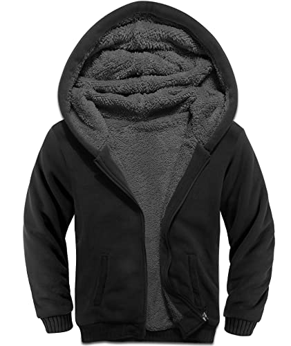 Image of V VALANCH Boys Hoodie Zip Up Fleece Lined Jacket Warm Sherpa Hooded Sweatshirts for Boys Girls 6-15 Years