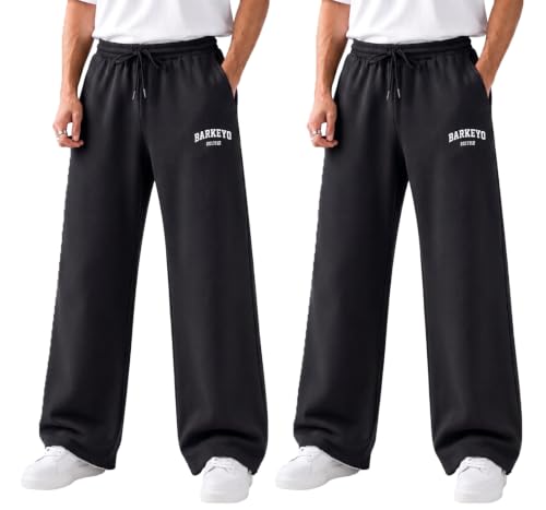 Image of BARKEYO Men's Cotton Baggy Trackpants | Oversized Fit Streetwear & Gym Wear | Comfortable Casual Joggers for Men