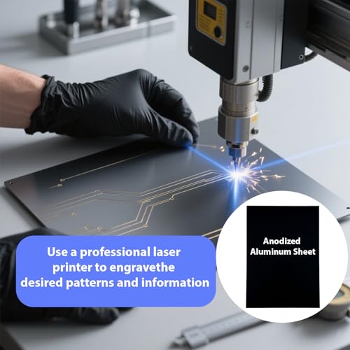 Image of 8Pcs Black Anodized Aluminum Sheet 5 inch x 7 inch x 1 /32 inch (0.8mm) Corrosion-Resistant Metal Plates for Laser Engraving, DIY Crafting, Sign Making, Home Decor (8, Black, 5 * 7 inch)