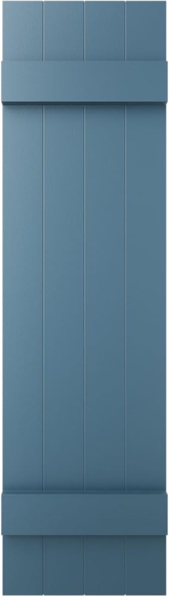 14"W x 39"H Lifetime Vinyl, Standard Four Board Joined, Board-n-Batten Shutters, w/Installation Shutter-Lok's & Matching Screws (Per Pair), Classic Blue 39-in. H 036 - Classic Blue