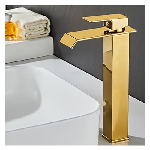 Mitigeur de lavabo cascade noir or platine pour meuble vasque - 2