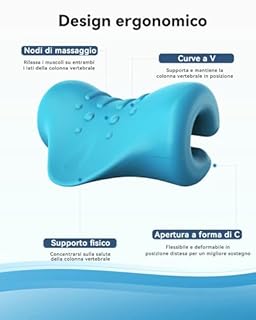 BLABOK Cuscino Cervicale con Trazione Ortopedica - Sollievo per Dolori Cervicali, Allineamento Colonna e Stretching del Collo, Dispositivo per Mal di Testa e Spalle Ingrinate