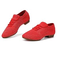 Tanzschuhe Damen Latein Bequeme Moderne Jazztanzschuhe mit Schnürung Schuhe Geschlossen Bachata Tango Trainerschuhe Atmungsaktiv Schlupfschuhe Leichtgewichts Slip On Flache Freizeitschuhe – Ansicht 7