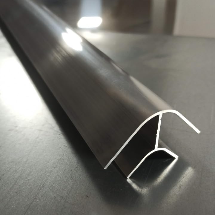 4x1000mm, 4 barras de 1m de perfil aluminio curvo 90º radio corto, acabado en bruto, sin anodizar, para mobiliario CAMPER, alturas H2 y H3. Para tableros contrachapado o policarbonato de 15mm o 16mm