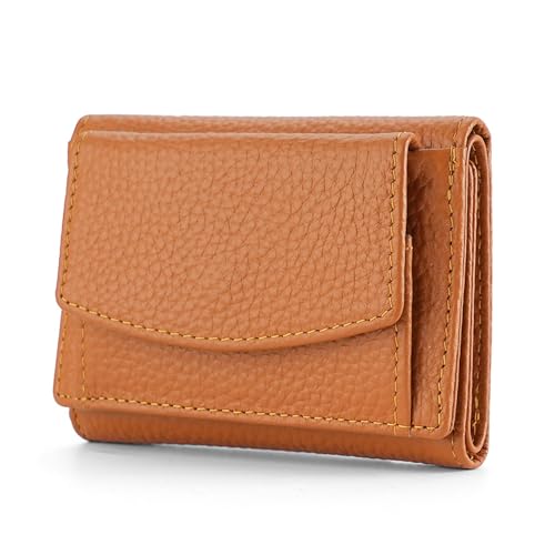 Generic Preliminary Wallet With Coin Pouch,Compact Trifold Mini Pocket Wallet With Cash Slot And Card Holders, Premium Leather Wallet For Women (Brown 1)