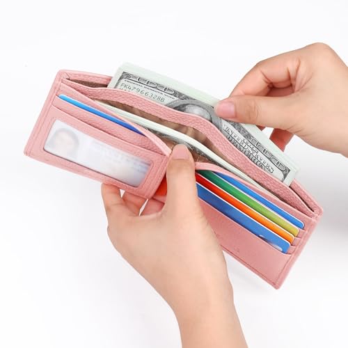 Ultra Slim Small RFID Wallet for Women, Leather Tiny Thin Bifold Pocket Ladies Wallet Short Wallets for Women (Pink)4