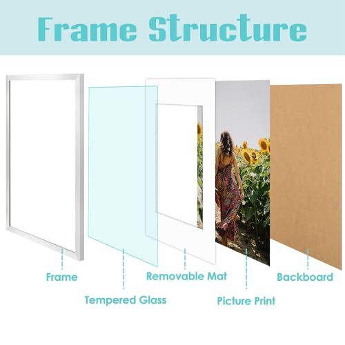 Image of Frametory, 16X24 Picture Frame Display 12X18 with Mat or Without Mat, Horizontal or Vertical Wall Poster Frame with High Definition Glass, Wide Molding, Perfect for Home Decorate (Silver, 2 Pack)