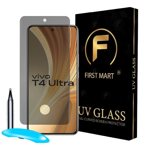 Image of FIRST MART UV Privacy Tempered Glass for Vivo T4 Ultra | Anti-Spy 9H Curved Screen Protector, Edge-to-Edge, Case-Friendly | 1 Pack