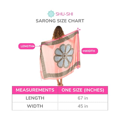 Image of SHU-SHI Womens Beach Swimsuit Cover Up Flower Sarong Wrap with Coconut Clip