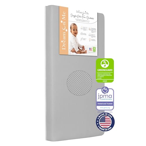 Image of Dream On Me Snuggles Extra Firm Baby Crib Mattress, Greenguard Gold and JPMA Certified Crib Mattress, Fits All Portable & Mini Cribs, Waterproof Vinyl Cover, 10 Years Limited Warranty