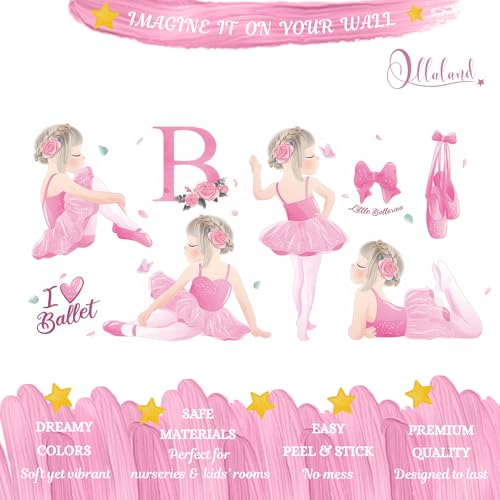 Vinilo decorativo ballet niña rosa set 2 hojas 30x90cm miniatura 5