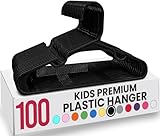Utopia Home Kids Hangers 100 Pack - Plastic Baby Hangers for Closet - Childrens Hanger for Clothes & Infant Hanger for Closet - for Everyday Standard Use (Black)