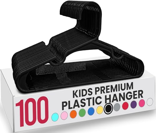 Image of Utopia Home Kids Hangers 100 Pack - Plastic Baby Hangers for Closet - Childrens Hanger for Clothes & Infant Hanger for Closet - for Everyday Standard Use (Black)