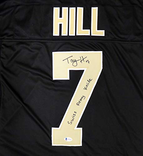 Saints Taysom Hill Autographed Black Jersey Swiss Army  Beckett BAS