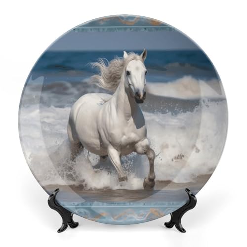 Plato decorativo de porcelana Bone China con soporte 6 pulgadas miniatura 1