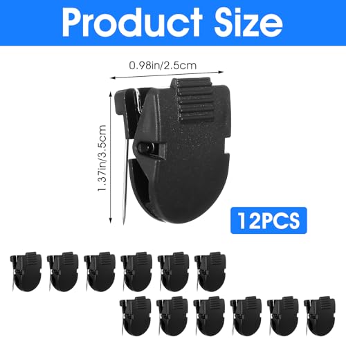 Wanmu 12pcs Cubicle Clips for Fabric Walls, Plastic Panel Push Clips, Cubicle Hooks & Cubicle-Wall Accessories for Notes, Photos, Memos (Black)