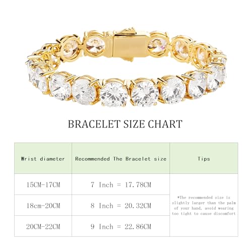 10MM Cubic Zirconia Tennis Bracelet 14K Gold Plated 5A+ Cubic Zirconia Iced Out Tennis Bracelet Spring buckle Bracelet For Men And Women - Image 6