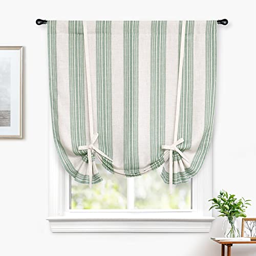 DriftAway Chris vertikales Streifenmuster, Verdunkelungsvorhang für kleine Fenster, thermisch isoliert, zum Festbinden, verstellbare Ballonstange, 114 x 160 cm, Grün Cover