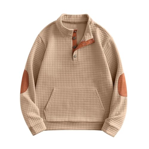 Men Button Pullover Sweater Long Sleeves Stand Neck Casual Vintage Knitted Sweater Top2