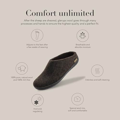 Image of Glerups 100% quality wool mix Slipper with rubber sole - Unisex Slip-on