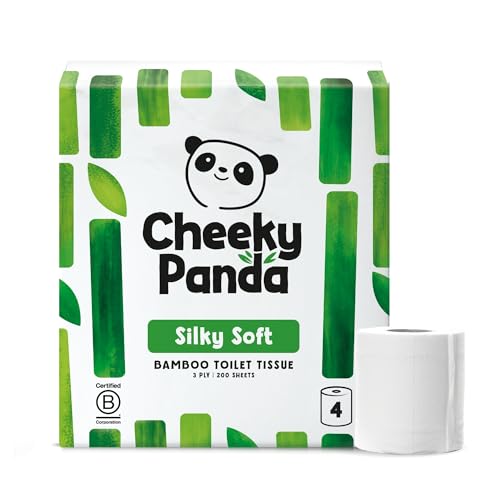 The Cheeky Panda Bambus Toilettenpapier 3-Lagig | 4 Rollen x 200 Blatt | Klopapier Plastikfrei Verpackt | Toilettenpapier Vegan