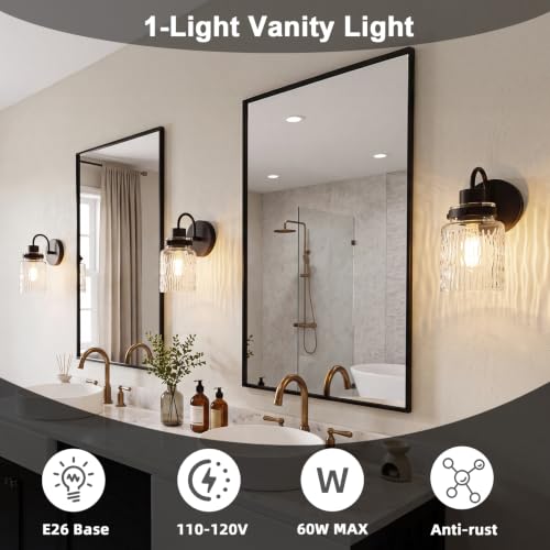 Image of 2 Pack Hammered Glass Wall Sconces Set of Two, Oil Rubbed Bronze
