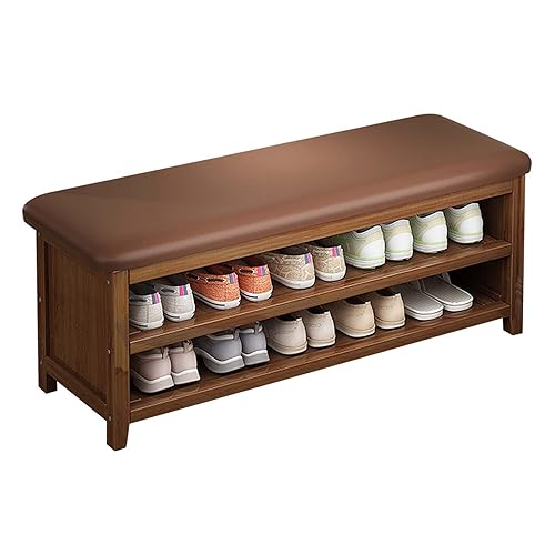 Banc à chaussures en bambou : la solution de rangement étroit avec coussin pour petites entrées
