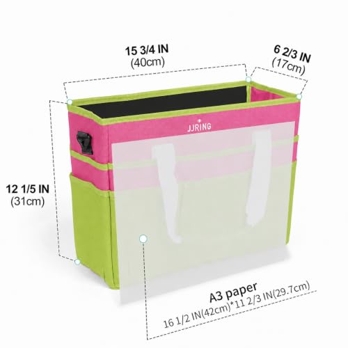 Image of JJRING Craft Organizer Tote Bag Large Art Storage Caddy Bright Green&Red