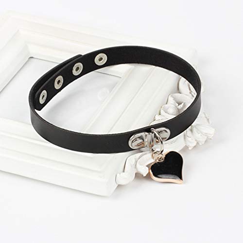 HEALLILY Colar de Couro Colar Ajustável Elegante Feminino Clavícula de Ligação Em Forma de Coração G