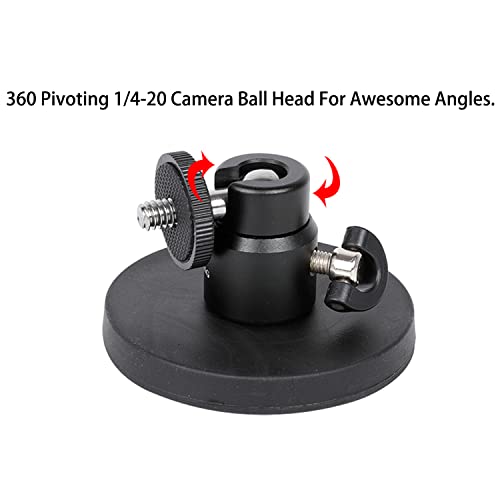 Image of Pellking Magnetic Mount for GoPro Insta360 Akaso DJI Action Camera with Rotating Ball Head Super Strong Rubber Coating for Car, Attaches to Steel or Other Magnetic Surfaces