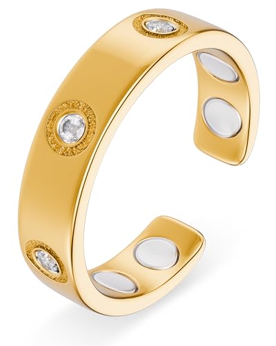 MagnetRX Magnetic Rings for Women Elegant Crystal Ring Magnet Rings for Women (Gold | Size: 8)