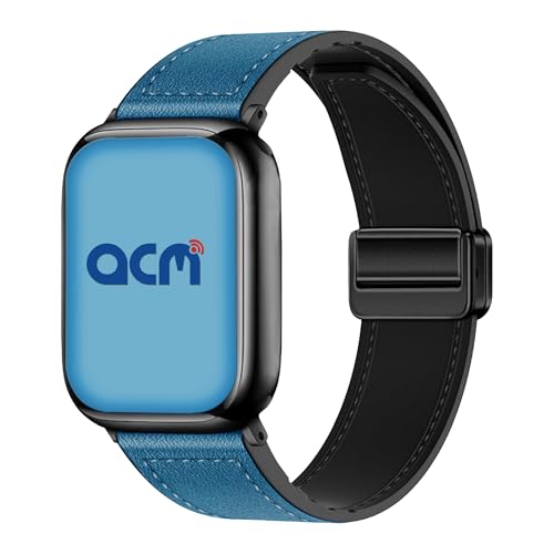 Image of ACM Watch Strap Leather Magnetic Silicone 22mm compatible with Noise Halo 2 Mod Smartwatch Belt Luxury Band