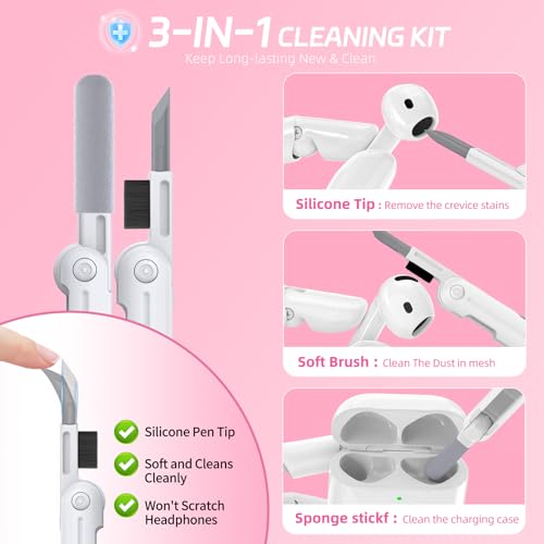 Image of Ekoonpft for AirPods 4 Case 2024, Secure Lock Design Clear Cases for Apple AirPods Pro 4th Generation for Women Girly, Soft Cover with Cleaner,Silicone Wrist Strap,Cute Candy Keychain,Carabiner