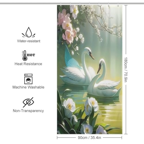 Rideau de douche cygne 92x183 cm en polyester imperméable - 4
