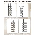 Hanging Towel Racks for Bathroom No Drill - 6-Tier Over The Door Bath Towel Storage Organizer for Small Bathrooms - Tiered Back of Door Towel Holder Hanger for Rolled Towels RV Camper Black - Image 5