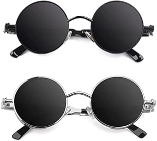 CGID Retro Sunglasses Mens Womens Round Steampunk Polarised Metal Circle Mens Shades E72