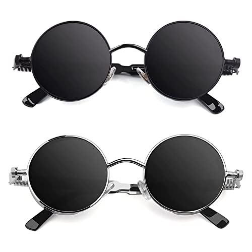Image of CGID Retro Steampunk Round Polarized Sunglasses Men Womens Metal Circle Frame UV400 Protection E72