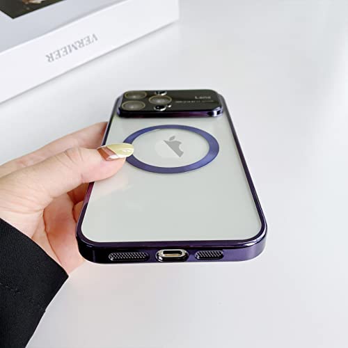 Teaught Case For Iphone 14 Pro Max [Compatible With Magsafe] Luxury Plating Magnetic Cover For Women Girls Men Hard Pc Anti-Scratch Shockproof Full Camera Lens Protective Slim Case - Purple #TOP3