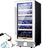 BODEGA 15 Inch Wine Cooler Under Counter, 30 Bottles Dual Zone Wine Fridge, with Double-Layer Glass Door, Temperature Memory and Digital...
