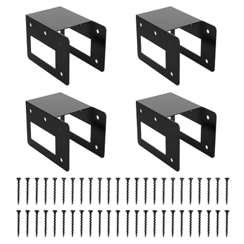 THINCAN Lot de 4 racks réglables en métal pour bois de chauffage Heavy Dut Log Hold avec vis pour espace de rangement intérieur extérieur Installation facile avec vis