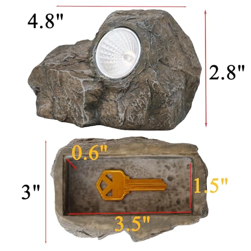 Memeyou Hide a Spare Key Outdoor Waterproof Fake Solar Rock lights Key Hider Holder Safe Secret Storage Box For Outside Garden Landscape Spot Lights Decorative Faux Stone Geocache Containers by memeyou - Used condition - Image 7